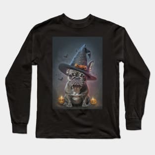 French Bulldog Halloween Witch Card Long Sleeve T-Shirt